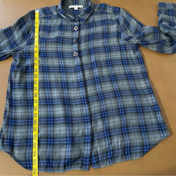 Loft Plaid Long Sleeve Blouse Size Large - Picture 13 of 13